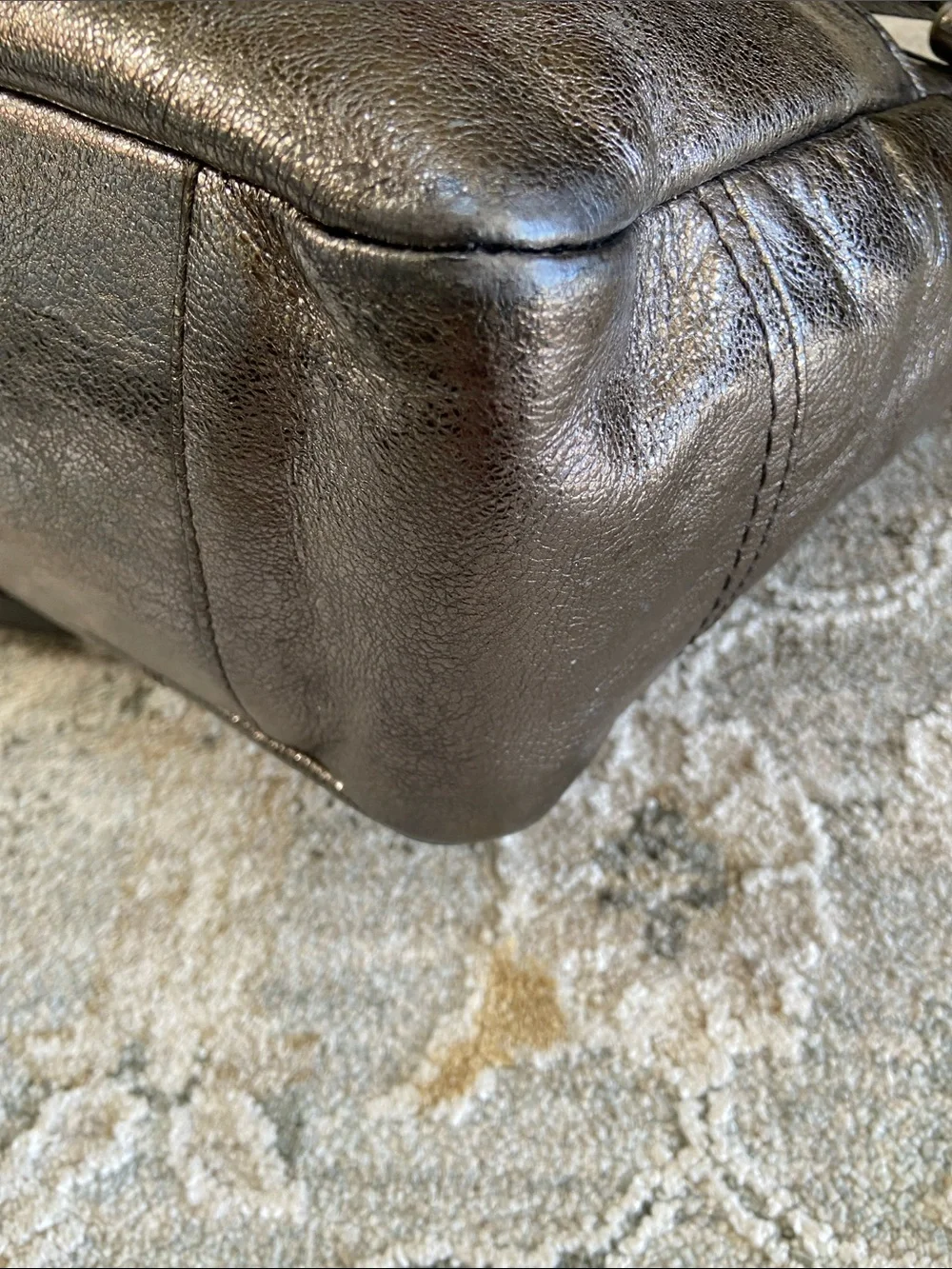 Coach 2011 Metallic Pewter Leather Gallery Tote Bag (F17721)